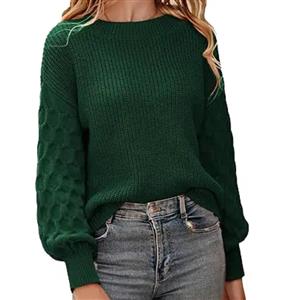 Women's Casual Style Long Sleeve Round Neck Knitted Pullover Solid Design Winter Sweater-Hot Sale Top Style