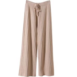 New Women's Pit Stripe Knitted Wide Leg Pants