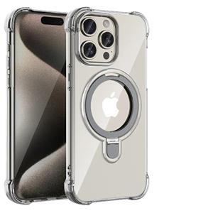 New Arrival Mobile Phone Case for iphone 15 16 Pro Max Shockproof Crystal clear Transparent Magnetic Cover Case With Stand