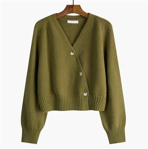 ew Arrival Short V-neck Cardigan Sweater Loose Casual Outer Knitted Top