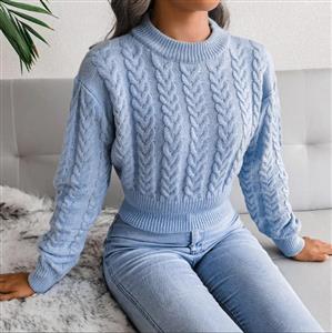 Hot Sale Winter Women's Open Navel Sweaters Pullover Long Sleeve Twist Knitting